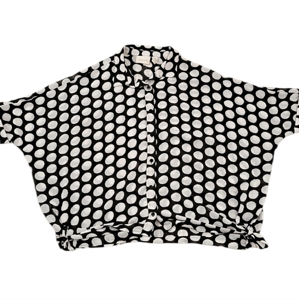 EUC Chico's Polkadot Sheer Blouse